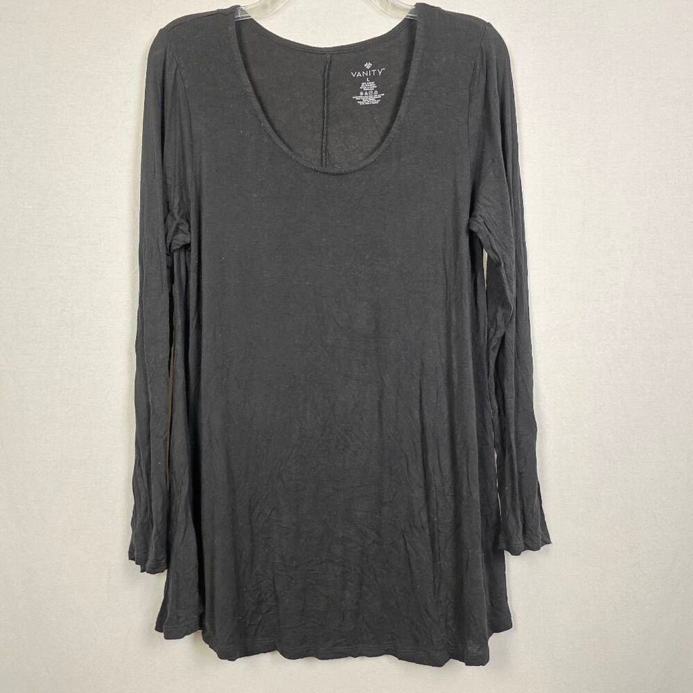 Vanity Black Tunic Top Long Sleeve Scoop Neck L